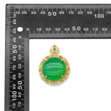 Load image into Gallery viewer, Gold Filled CZ Yellow Green Jade Round Pendant Charm, LX344