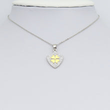 Load image into Gallery viewer, Dual Color CZ Gold Flower On Shield Charm Pendant, Sku#LX748