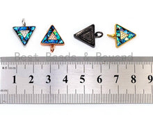 Load image into Gallery viewer, CZ Micro Pave Triangular Pendant with Abalone Pearl Shell, Cubic Zirconia Pendant,14x15mm, Sku#F467