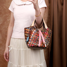 Load image into Gallery viewer, Genuine Leather Crossbody Bucket Bag for Women - Minimalist Woven Bucket Bag with Adjustable Strap