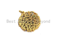Load image into Gallery viewer, Colorful Baguette CZ Micro Pave Round Shaped Rose Flower Cluster Pendant, Cz Pave Bracelet Necklace Pendant in Gold Finish,21x23mm, sku#F909