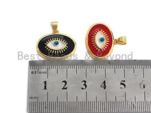 Load image into Gallery viewer, Enamel Colorful Oval Evil Eye With Eyelash Pendant,18x21mm,sku#F1034C