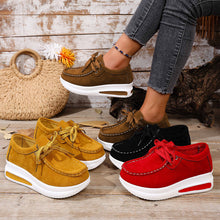 Load image into Gallery viewer, Women's Platform Loafers - Lace-Up Wedge Heel Casual Shoes