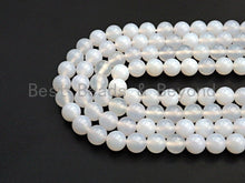 Load image into Gallery viewer, Quality Natural Milky White Agate Beads, Round Smooth 6mm/8m