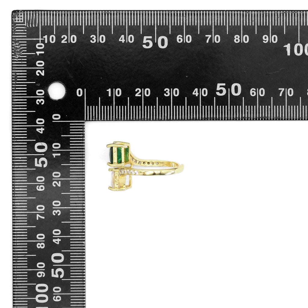 Gold Silver Green Pink Square CZ Adjustable Ring, Sku#A133
