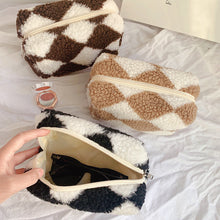 Load image into Gallery viewer, Plaid Plush Crossbody Bag | Large Capacity Makeup &amp; Storage Organizer | Korean Style
