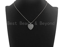 Load image into Gallery viewer, CZ Micro Pave Heart Shape Pendant, Antique Silver Tone, Cubic Zirconia Pave Heart Charm Pendant, 22mm,sku#F1024