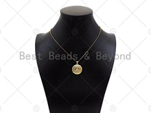 Load image into Gallery viewer, Gold Filled CZ Micro Pave Peace Sign On Web Round Shape Pendant, 18K Gold Filled Charm, Necklace Bracelet Charm Pendant,21x23mm,Sku#LK355
