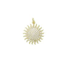 Load image into Gallery viewer, Clear CZ Gold Sunflower Charm Pendant, Sku#L722