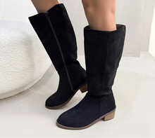 Load image into Gallery viewer, Women's Suede Knee-High Boots | Side Zipper Mid-Heel | Knee High Boots for Women
