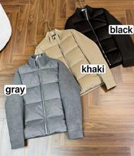 Load image into Gallery viewer, New Stylish Wool Knit Patchwork White Duck Down Jacket