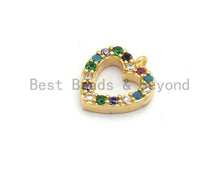 Load image into Gallery viewer, CZ Multi-Color Micro Pave Heart Charm, Heart Shaped Pave Charm, Gold plated small heart charm, 9x10mm, Sku#B116