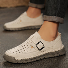 Load image into Gallery viewer, Men's Breathable Casual Leather Shoes | Stitched Buckle Low-Top Sneakers