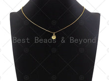 Load image into Gallery viewer, Dainty CZ Micro Pave Gold North Star On Round Coin Charms, Gold Charm, Gold Pendant, 9x11mm, Sku#LK120