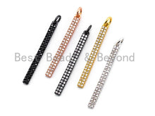Load image into Gallery viewer, 1pc CZ Micro Pave Long Bar Pendant, Cubic Zirconia Strip Pendant, Micro pave pendant, 32x3mm, sku#F333