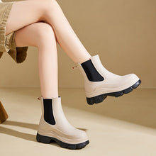 Load image into Gallery viewer, Women's Waterproof Martin Rain Boots | Thick Sole Mid-Calf PVC Boots | Black &amp; Khaki
