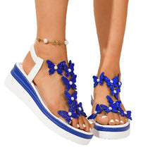 Load image into Gallery viewer, Women's Bow-tie Wedge Platform Sandals | Rhinestone Peep-toe Slip-on