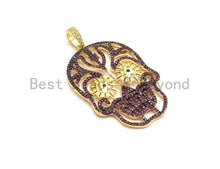 Load image into Gallery viewer, CZ Micro Pave Skull Pendant,Skull Pave Pendant,Turquoise/Fuchsia/Green/Cobalt/Black, Halloween Pave, 30x47mm, Sku#F669