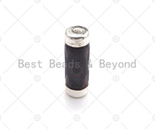 Load image into Gallery viewer, Large Natural Tibetan Agate Barrel Shape Spacer Beads, Silve