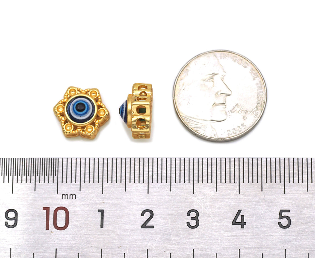 Evil Eye Hexagram Spacer Charm beads, Sku#LX12