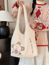 Load image into Gallery viewer, Korean Style Plush Dog Shoulder Bag for Women - Cute Embroidered Streetwear Crossbody Bag