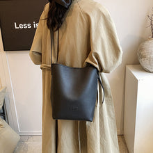 Load image into Gallery viewer, Women's Retro PU Leather Bucket Bag Set - Two-Piece Shoulder Bag with Letter Print