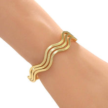 Load image into Gallery viewer, Gold Waveline Bangle Bracelet, Sku#B353
