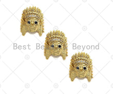 Load image into Gallery viewer, CZ Micro Pave Pharoah Head Spacer Beads, Cubic Zirconia Pharoah Head Spacer Beads,Men's Jewelry Findings, 10x13x14mm, sku#LK91