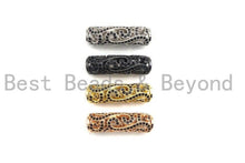 Load image into Gallery viewer, Black CZ CZ Micro Pave Curved Tube , CZ curved tube, Gold Silver Black Rose Gold Color Spacer Tube, 29x5mm, Sku#X148