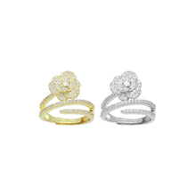 Load image into Gallery viewer, Clear CZ Rose Flower Wrap Adjustable Ring, Sku#A390