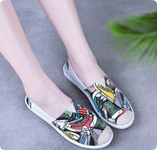 Load image into Gallery viewer, Women's Ethnic Print Canvas Slip-On Shoes | Lightweight Low-Top Flats
