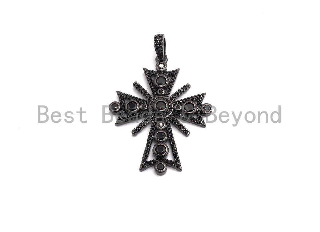 Large CZ Micro Pave Fancy Cross Pendant, F640