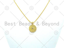 Load image into Gallery viewer, Big Clear CZ Micro Pave On Round Coin Shape Pendant/Charm,18K Gold Filled Medallion Charm, Necklace Bracelet Charm Pendant,20x28mm,Sku#LK381