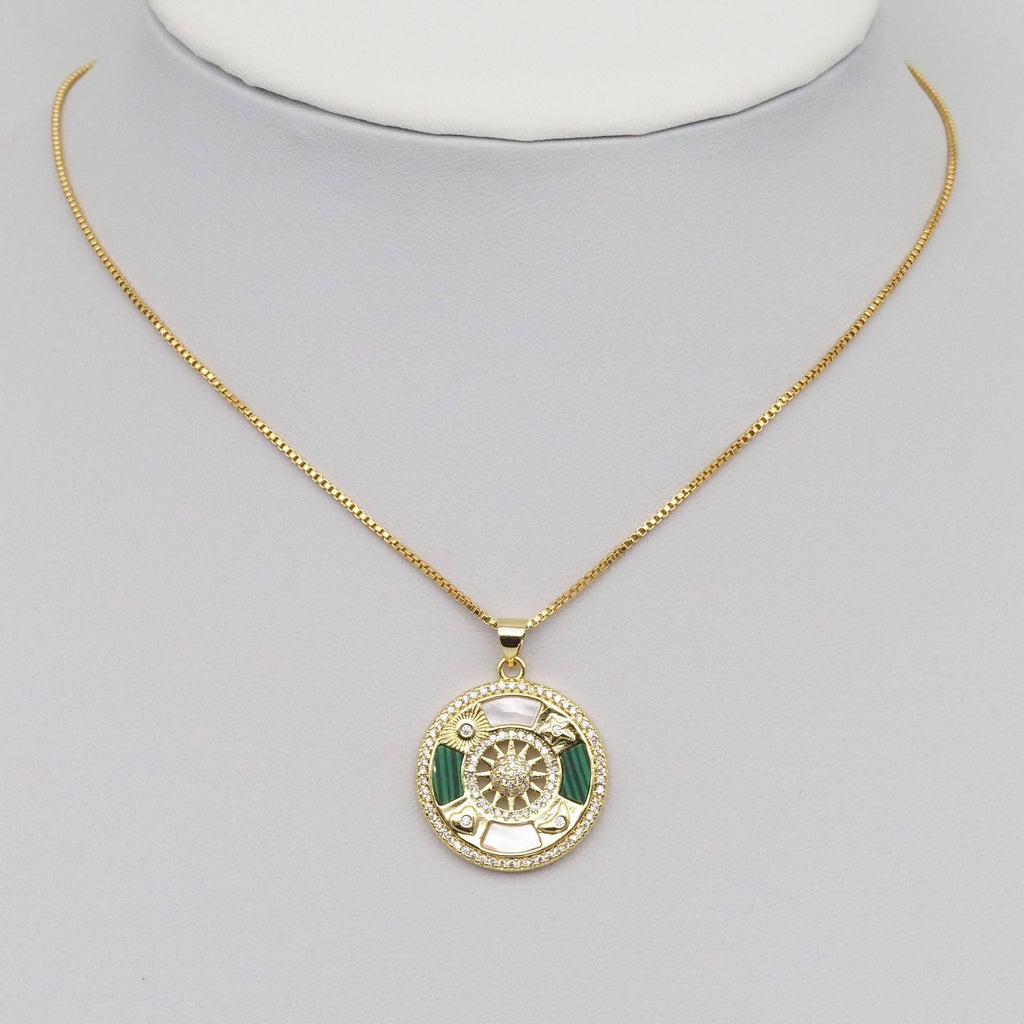 Pearl Gemstone Sun Moon Star Heart Coin Charm, Sku#LX297