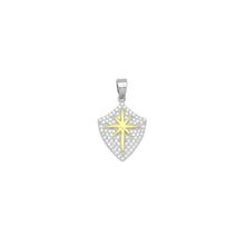 Load image into Gallery viewer, Dual Color CZ Gold North Star On Shield Charm Pendant, Sku#LX749
