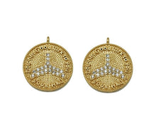 Load image into Gallery viewer, CZ Shark Tail On Round Coin Charm, Sku#LK646