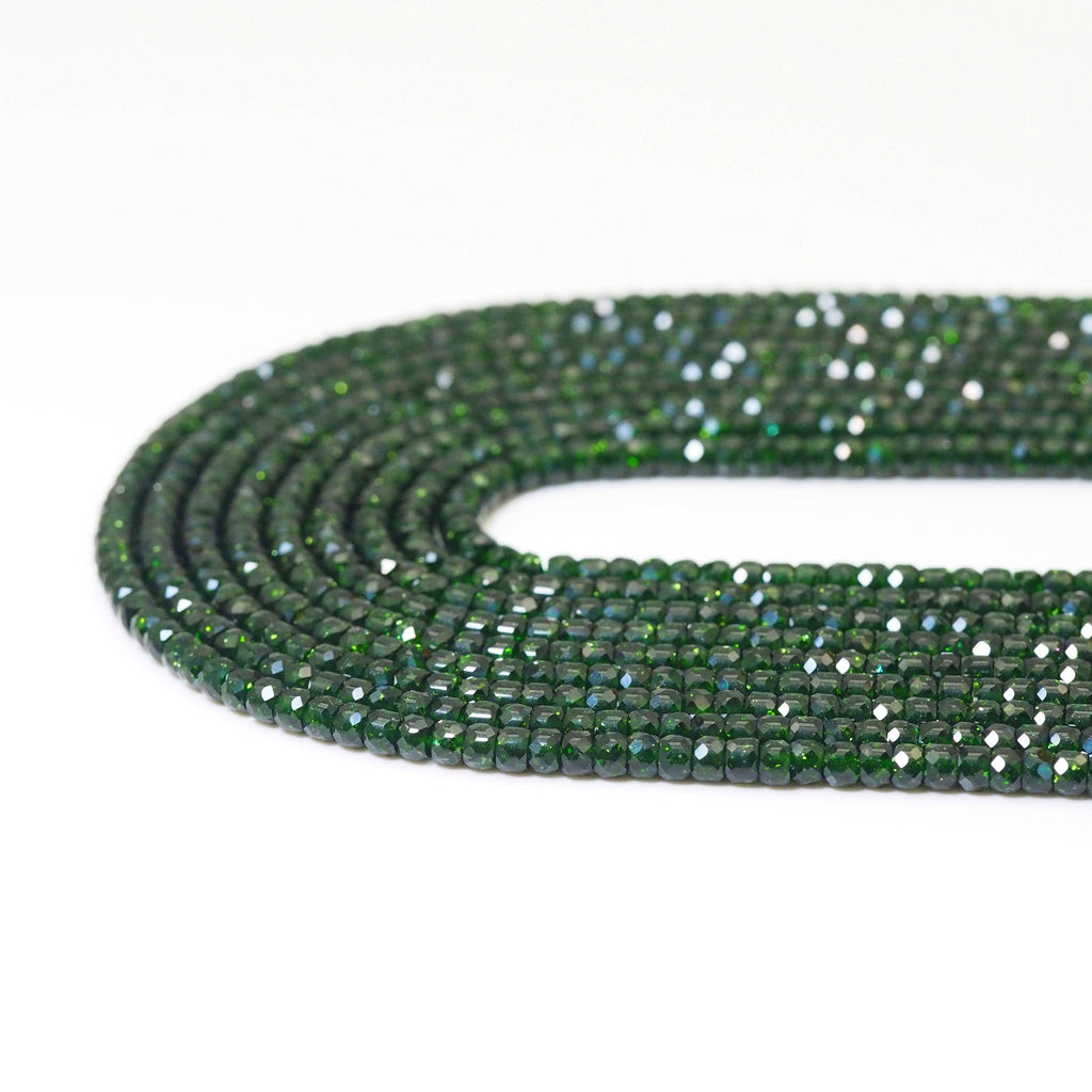 Green Goldstone Faceted Rondelle Beads, 2x3mm, Sku#U1634