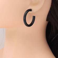 Load image into Gallery viewer, Black Brown Red Pink Enamel Hoop Earrings, Sku#A332
