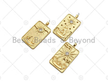 Load image into Gallery viewer, 14K Gold Filled Tarot Card Charm, Sun Star Moon Rectangle Shape Pendant,Gold Medallion Charm, Tarot Card Necklace  Pendant,18x34mm, Sku#CP16