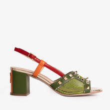 Load image into Gallery viewer, The Linea Green Leather Women Slingback Sandal