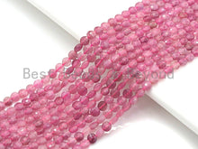 Load image into Gallery viewer, High Quality Natural Pink Tourmaline Checkerboard Cut Beads, 4mm Turtle Shell cut Tiny Tourmaline Beads, 16 Full strand, sku# U793