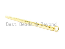 Load image into Gallery viewer, CZ Micro Pave Long Needle Bar Pendant, Cubic Zirconia Pendant,62x4mm, sku#F90