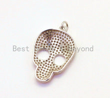 Load image into Gallery viewer, CZ Micro Pave Skull Charm Beads, Cubic Zirconia Charms, CZ Hollow Pendant for Bracelet/Necklace, Halloween Pave,18x31mm, sku#F41/F381/BY006