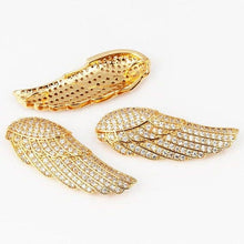 Load image into Gallery viewer, CZ Micro Pave Angel Wing Connector, Pave Cubic Zirconia Wing Bracelet Connector, Jewelry Findings, 30x9x2mm, sku#F302C