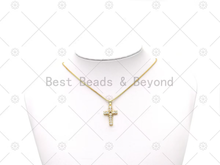 Load image into Gallery viewer, CZ Micro Pave Cross Shape Pendant, 18K Gold Filled Big CZ Cross Charm, Necklace Bracelet Charm Pendant, Sku#LK550