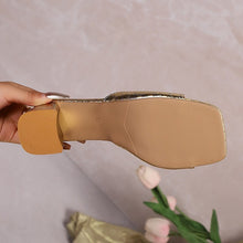 Load image into Gallery viewer, Women's Shiny Chunky Heel Square Toe Sandals - Sequin Glitter Block Heel Dress Sandals