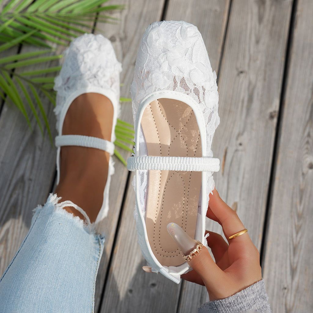 Women's Square-Toe Mesh Flats - Lightweight Slip-On Casual Shoes