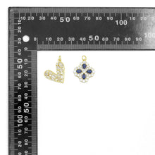 Load image into Gallery viewer, Baguette CZ Heart blue stone flower Charm Pendant,Sku#A496