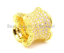 Load image into Gallery viewer, CZ Micro Pave Floral Cylinder Beads, Cubic Zirconia Spacer Beads, 4 sizes, sku#G112