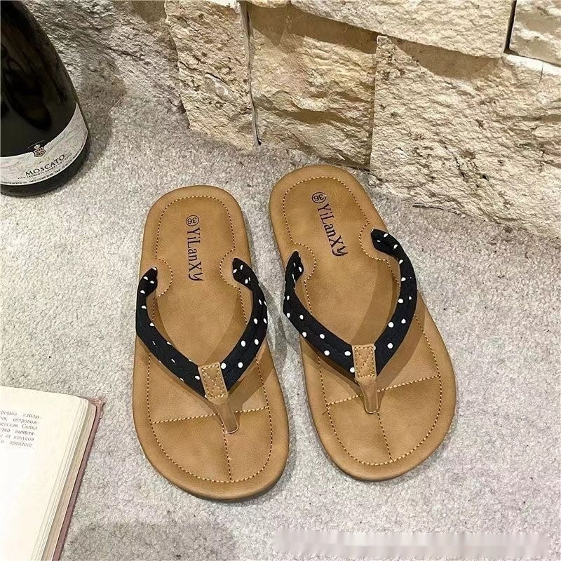Women's Herringbone Non-Slip Beach Flip-Flops - Soft Sole Summer Slippers